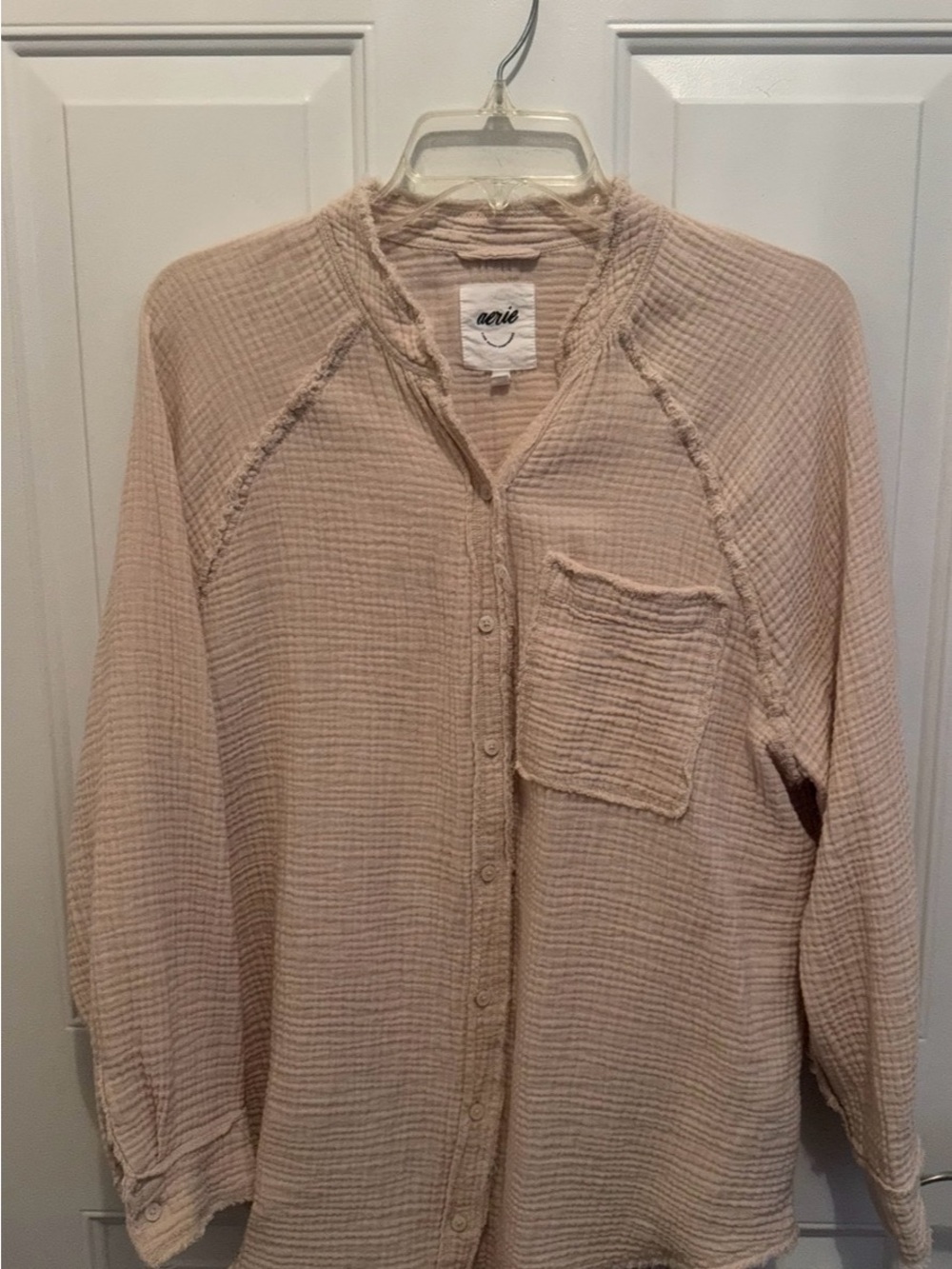 aerie Men's Light Blush Textured Button-Down Shirt-One size